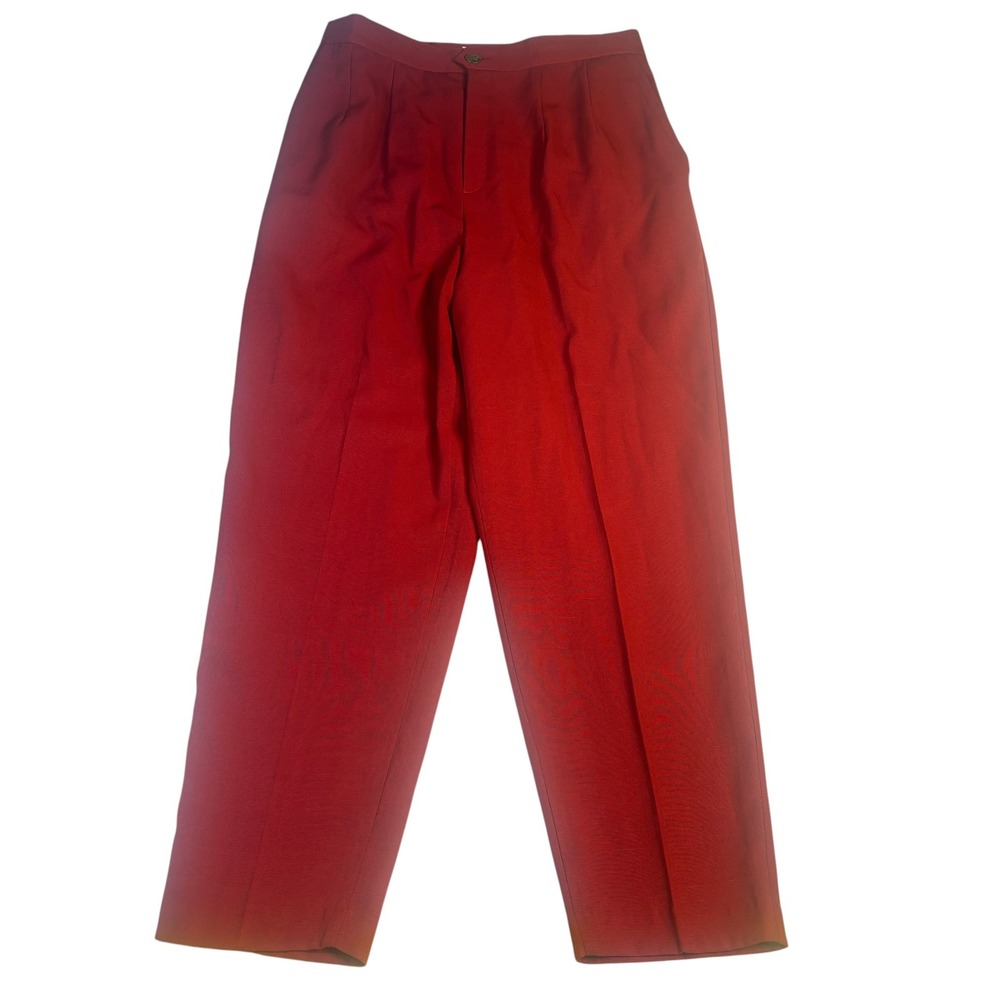 Joan High Waisted Pleated Tapered Pants Red Claret Size 16W Made in USA VTG